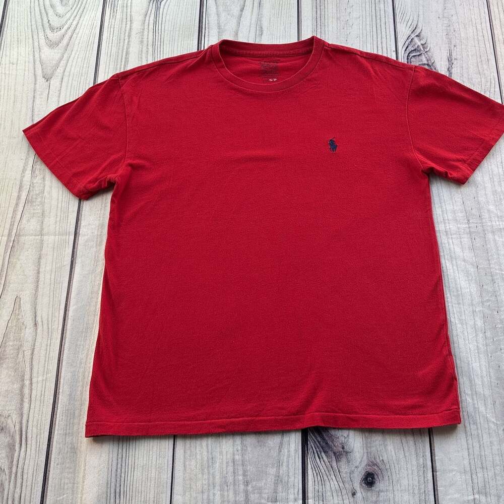 Ralph Lauren Polo Shirt Men SZ Small Red Short Sleeve Cotton Slim Fit Preppy Y2K